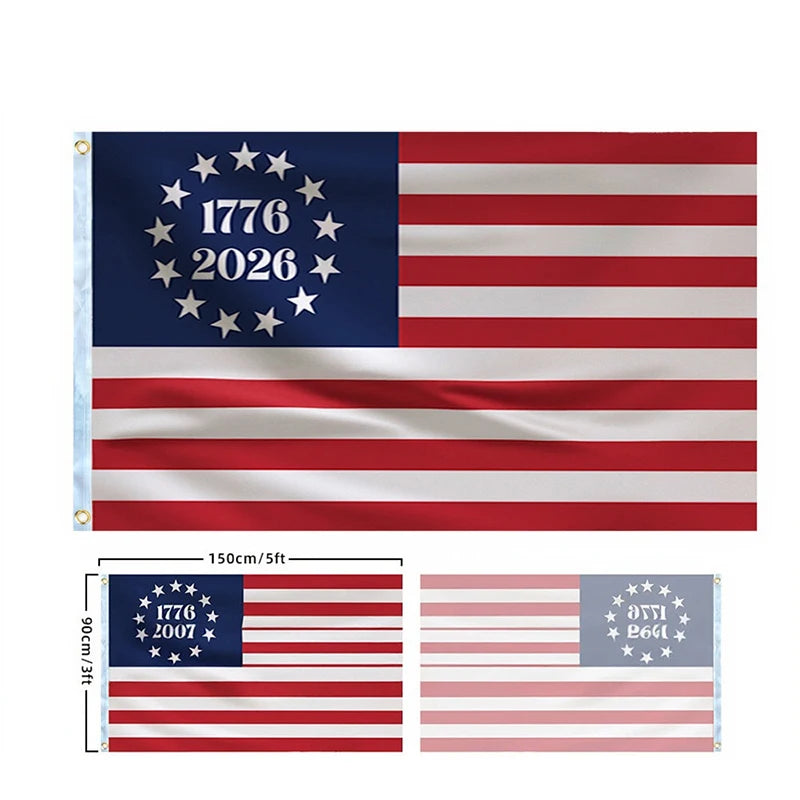 250 Years Commemorative Flag Usa Patriotic Banner Indoor Outdoor Flag Patriotic American 250Th Anniversary Flag for Wall90X150Cm