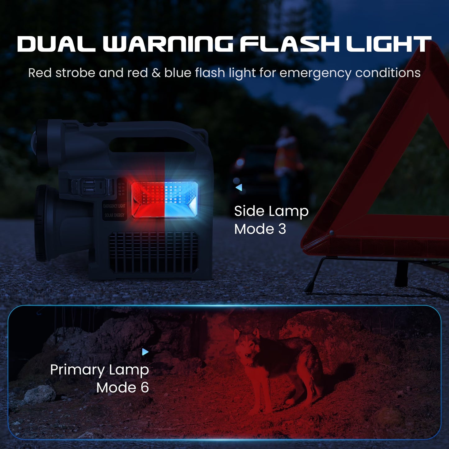 Spotlight Flashlight, 1500,000 Lumens and 10 Light Modes, IP67 Waterproof and Drop Resistant Rechargeable Spotlight, Solar Charging and Mobile Power, Outdoor Adventure, Emergency Use