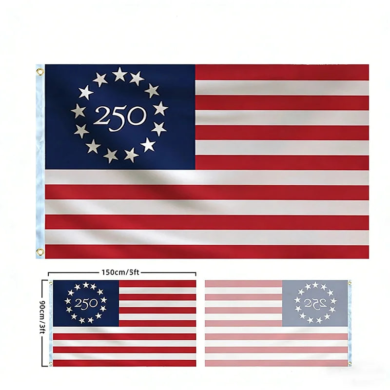 250 Years Commemorative Flag Usa Patriotic Banner Indoor Outdoor Flag Patriotic American 250Th Anniversary Flag for Wall90X150Cm