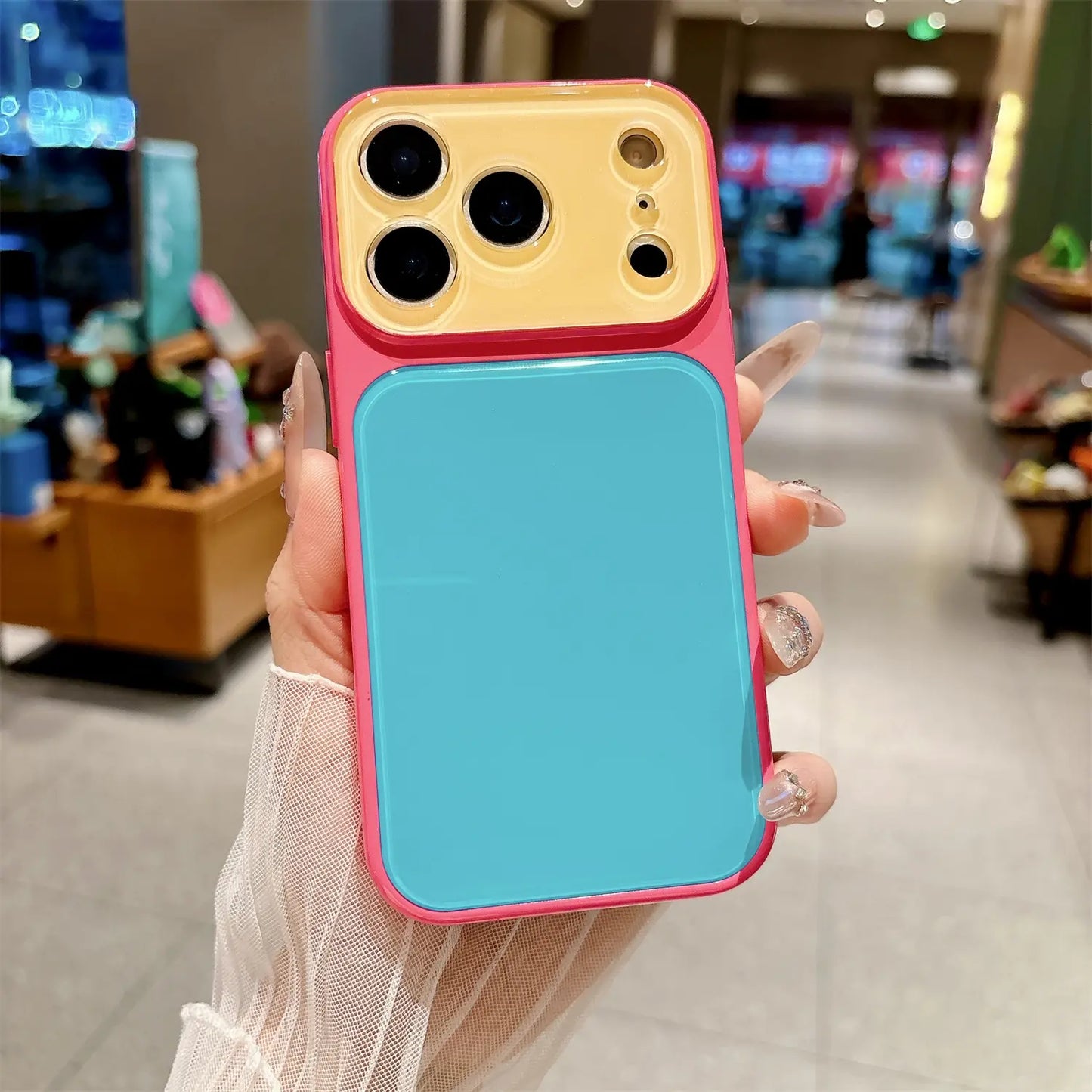 Candy Contrast Color Phone Case for Iphone 17 Pro Max 16 15 14,Colorful Dopamine Candy Full Lens Protection,Tpu+Pc Acrylic Shockproof Protection Phone Case