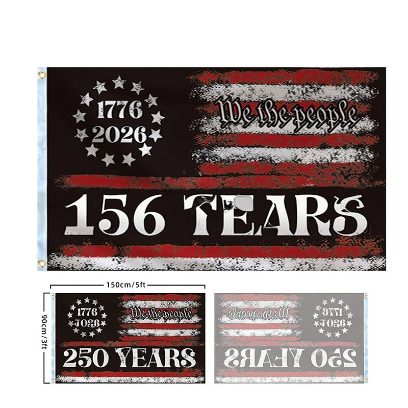 250 Years Commemorative Flag Usa Patriotic Banner Indoor Outdoor Flag Patriotic American 250Th Anniversary Flag for Wall90X150Cm
