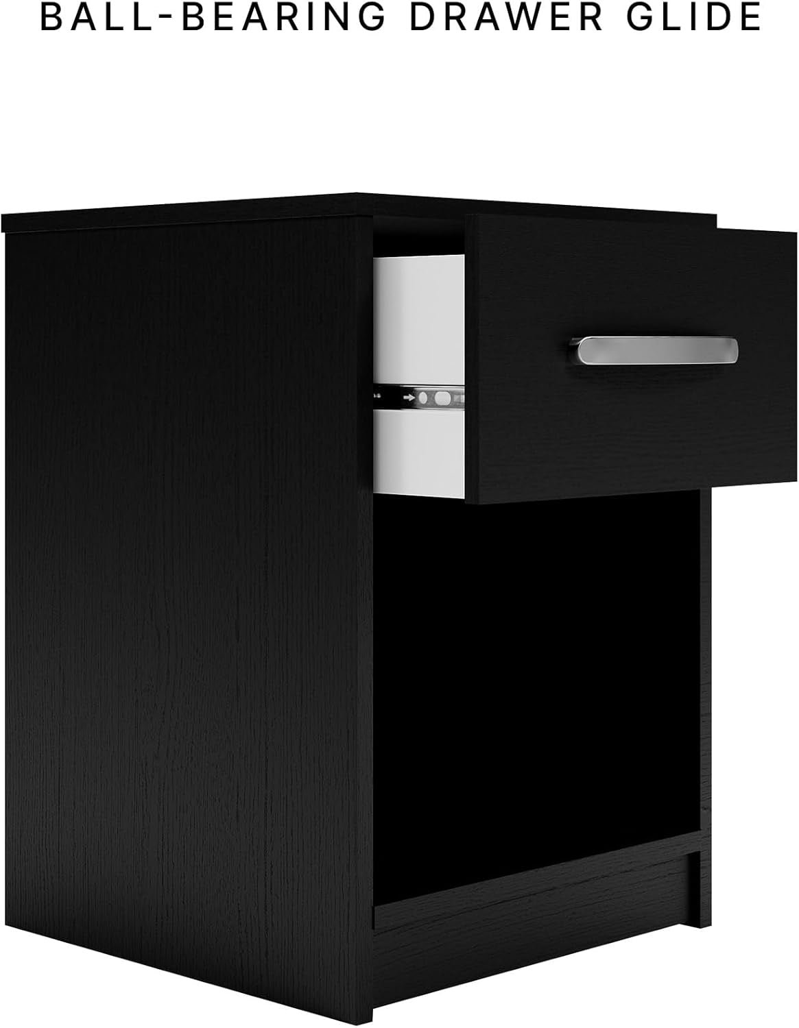 Signature Design by Ashley Finch Modern 1 Drawer Night Stand with Open Cubby, Black