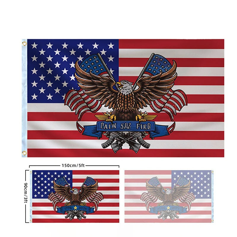 250 Years Commemorative Flag Usa Patriotic Banner Indoor Outdoor Flag Patriotic American 250Th Anniversary Flag for Wall90X150Cm
