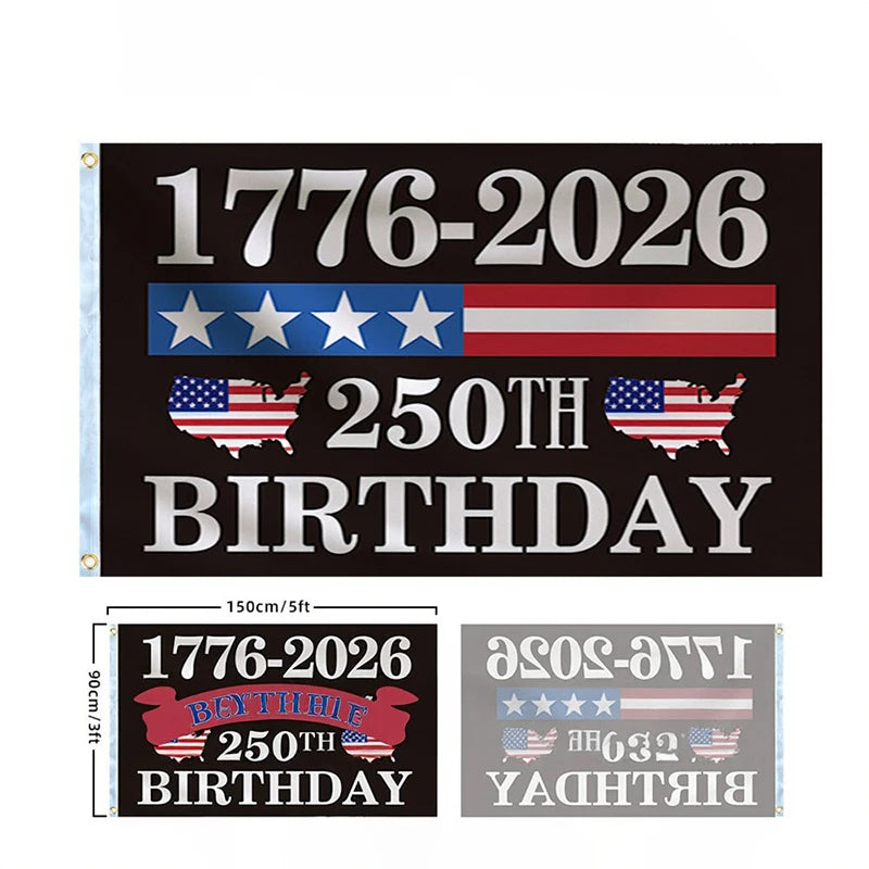 250 Years Commemorative Flag Usa Patriotic Banner Indoor Outdoor Flag Patriotic American 250Th Anniversary Flag for Wall90X150Cm