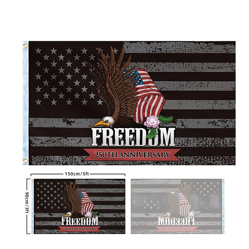 250 Years Commemorative Flag Usa Patriotic Banner Indoor Outdoor Flag Patriotic American 250Th Anniversary Flag for Wall90X150Cm
