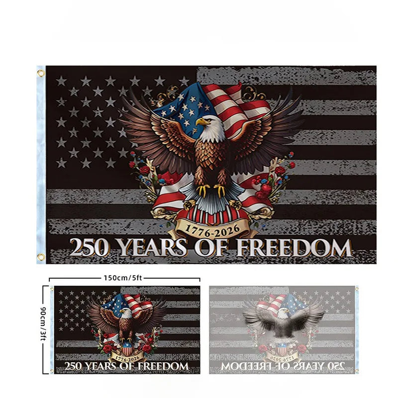 250 Years Commemorative Flag Usa Patriotic Banner Indoor Outdoor Flag Patriotic American 250Th Anniversary Flag for Wall90X150Cm