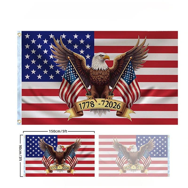 250 Years Commemorative Flag Usa Patriotic Banner Indoor Outdoor Flag Patriotic American 250Th Anniversary Flag for Wall90X150Cm
