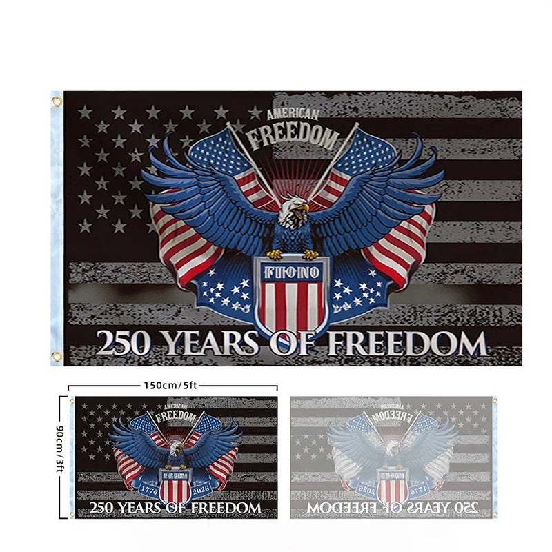 250 Years Commemorative Flag Usa Patriotic Banner Indoor Outdoor Flag Patriotic American 250Th Anniversary Flag for Wall90X150Cm