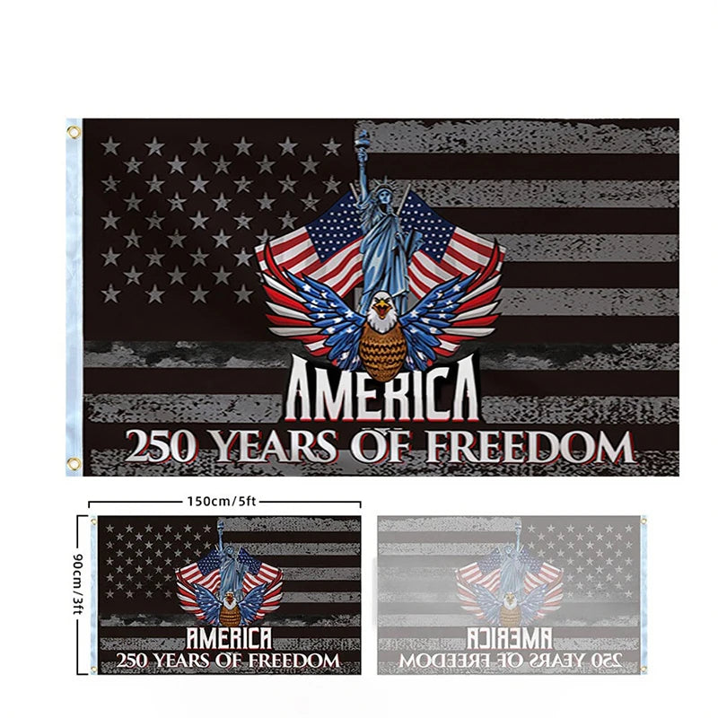 250 Years Commemorative Flag Usa Patriotic Banner Indoor Outdoor Flag Patriotic American 250Th Anniversary Flag for Wall90X150Cm