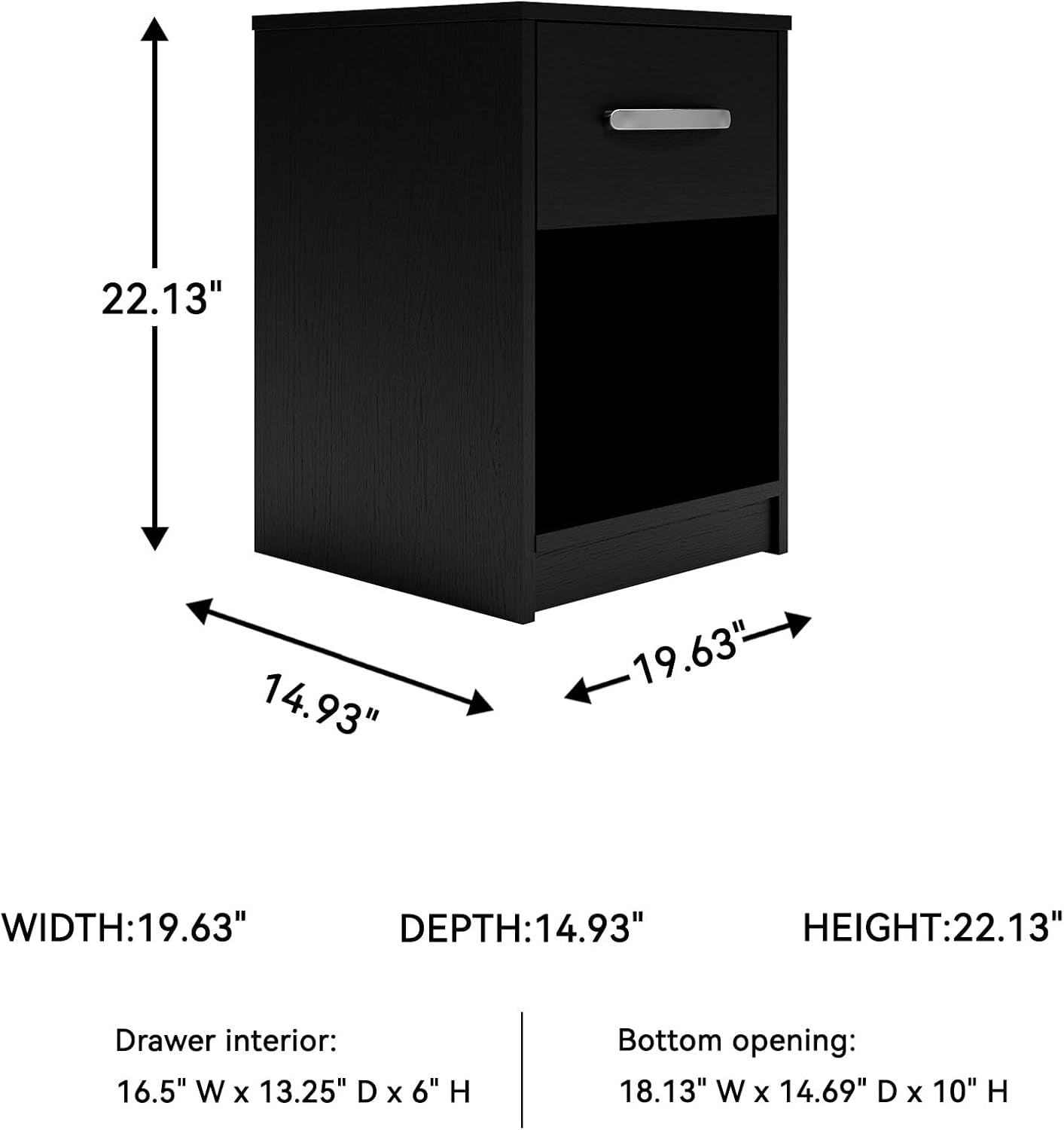Signature Design by Ashley Finch Modern 1 Drawer Night Stand with Open Cubby, Black