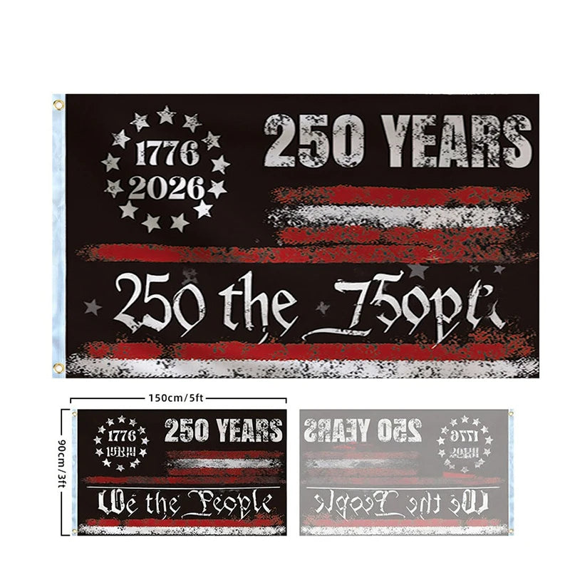250 Years Commemorative Flag Usa Patriotic Banner Indoor Outdoor Flag Patriotic American 250Th Anniversary Flag for Wall90X150Cm