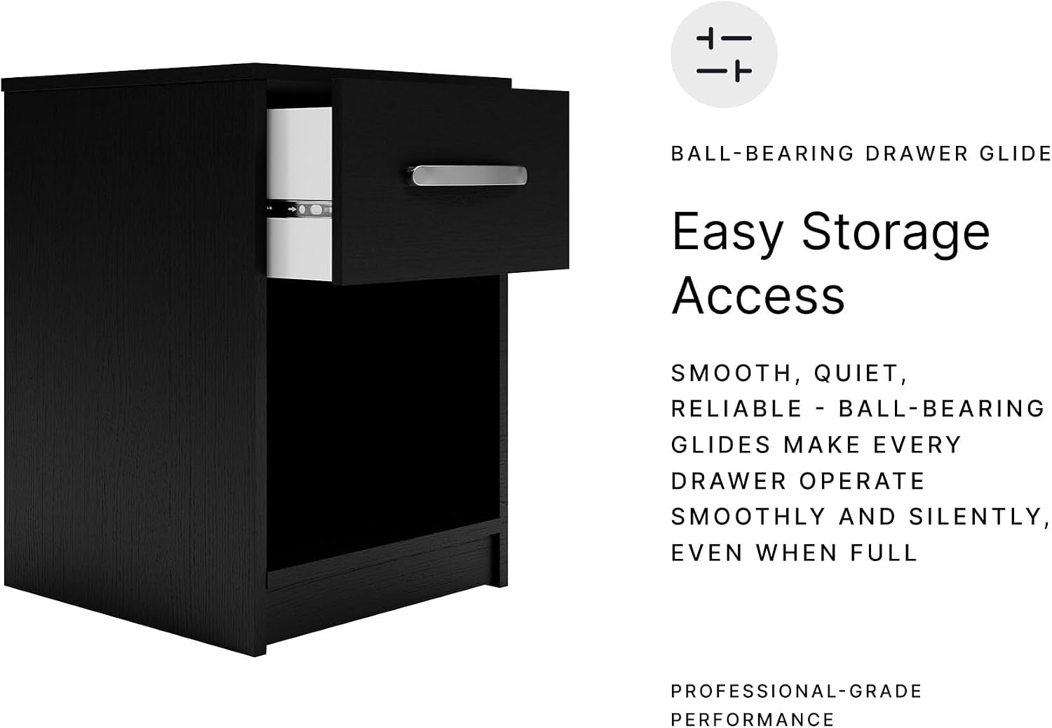 Signature Design by Ashley Finch Modern 1 Drawer Night Stand with Open Cubby, Black