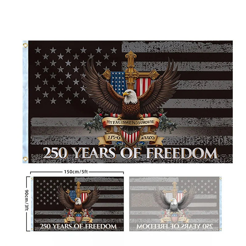 250 Years Commemorative Flag Usa Patriotic Banner Indoor Outdoor Flag Patriotic American 250Th Anniversary Flag for Wall90X150Cm