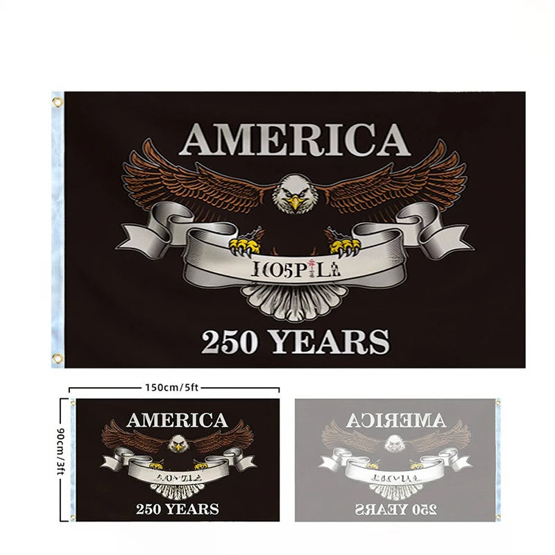 250 Years Commemorative Flag Usa Patriotic Banner Indoor Outdoor Flag Patriotic American 250Th Anniversary Flag for Wall90X150Cm