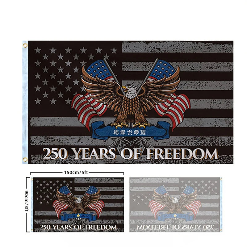 250 Years Commemorative Flag Usa Patriotic Banner Indoor Outdoor Flag Patriotic American 250Th Anniversary Flag for Wall90X150Cm