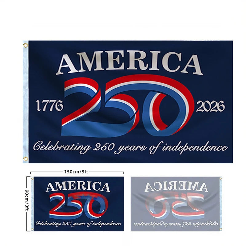 250 Years Commemorative Flag Usa Patriotic Banner Indoor Outdoor Flag Patriotic American 250Th Anniversary Flag for Wall90X150Cm
