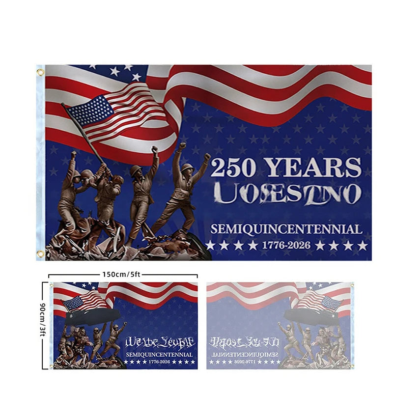 250 Years Commemorative Flag Usa Patriotic Banner Indoor Outdoor Flag Patriotic American 250Th Anniversary Flag for Wall90X150Cm