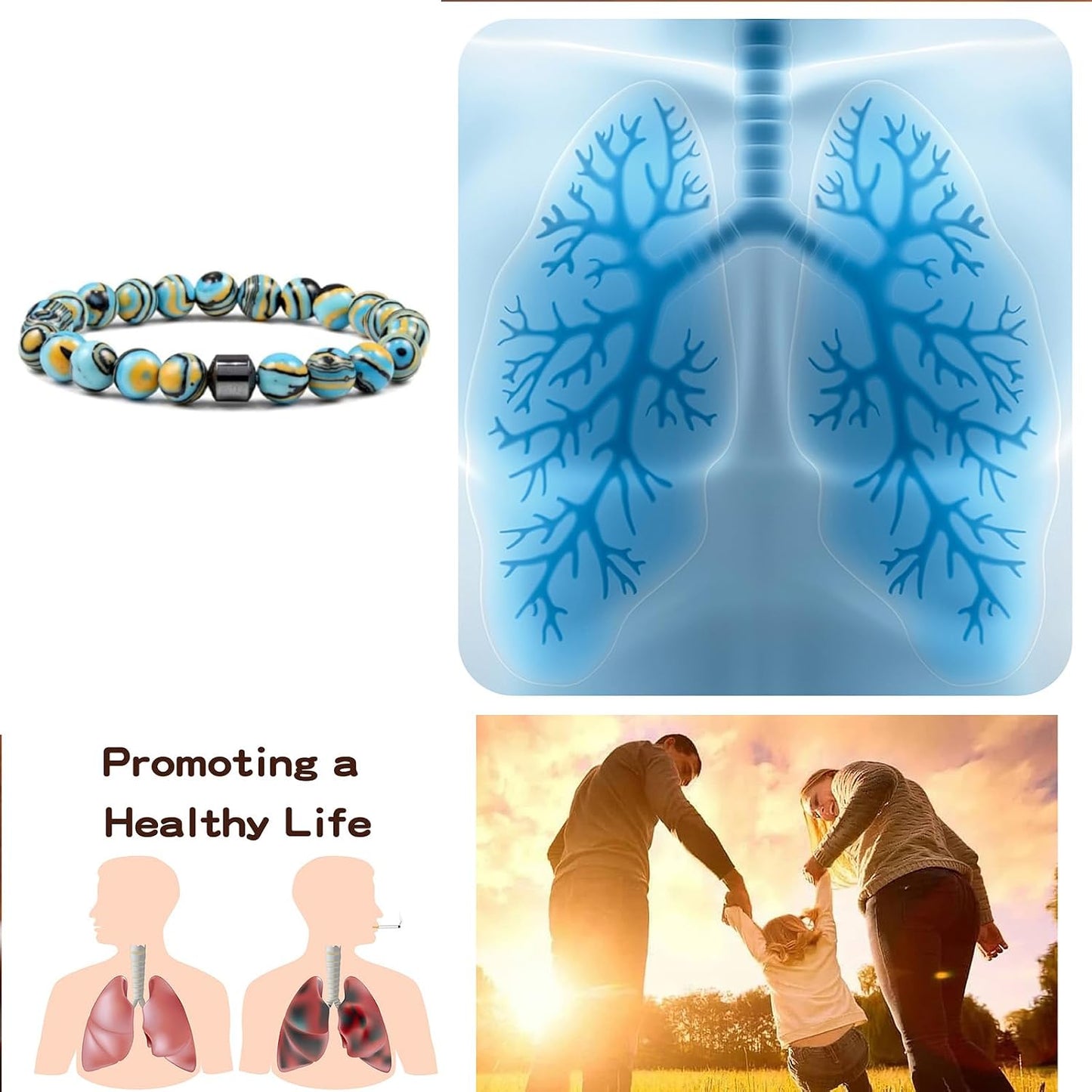 Anti Smoking Bracelet Anxiety Relief Items Stop Smoking Support Bracelet Healing Energy Beads Bracelets for Men Women