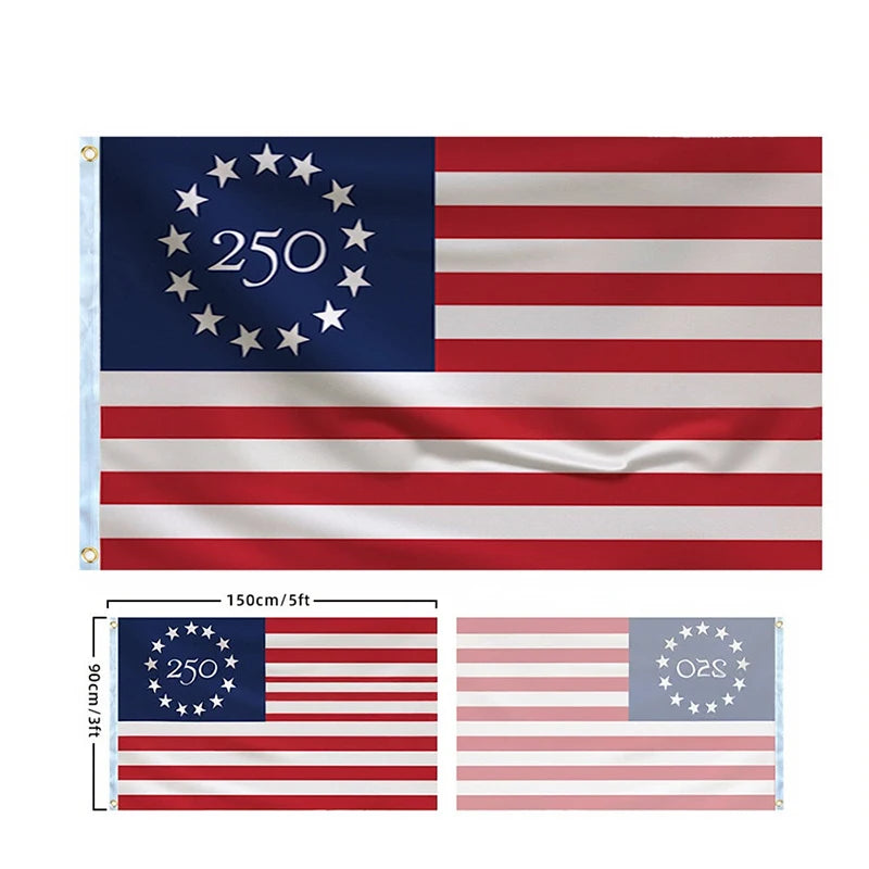 250 Years Commemorative Flag Usa Patriotic Banner Indoor Outdoor Flag Patriotic American 250Th Anniversary Flag for Wall90X150Cm