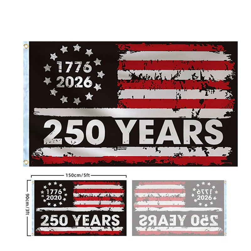 250 Years Commemorative Flag Usa Patriotic Banner Indoor Outdoor Flag Patriotic American 250Th Anniversary Flag for Wall90X150Cm