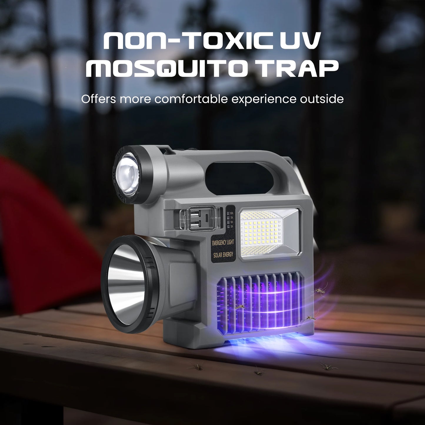 Spotlight Flashlight, 1500,000 Lumens and 10 Light Modes, IP67 Waterproof and Drop Resistant Rechargeable Spotlight, Solar Charging and Mobile Power, Outdoor Adventure, Emergency Use