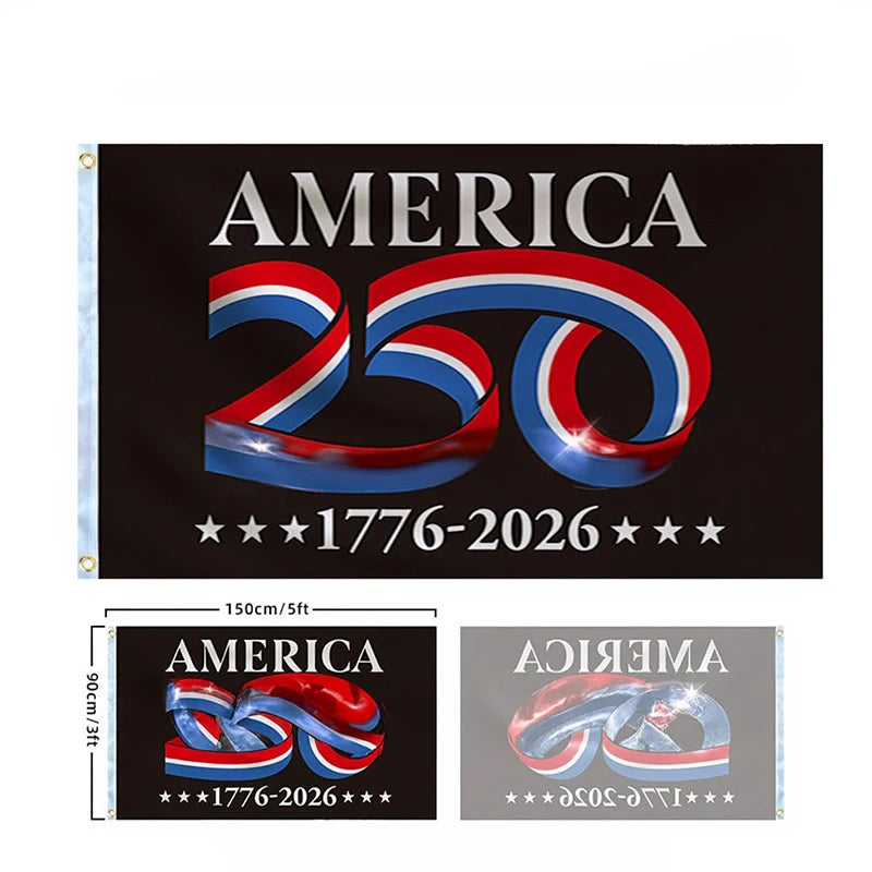 250 Years Commemorative Flag Usa Patriotic Banner Indoor Outdoor Flag Patriotic American 250Th Anniversary Flag for Wall90X150Cm