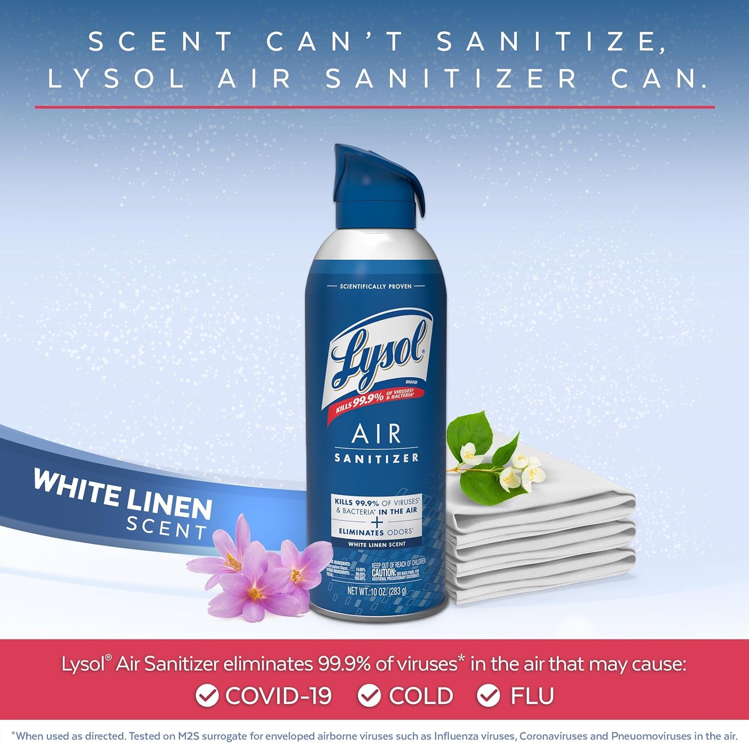 Air Sanitizer Spray, for Air Sanitization and Odor Elimination, White Linen Scent, 10 Fl. Oz