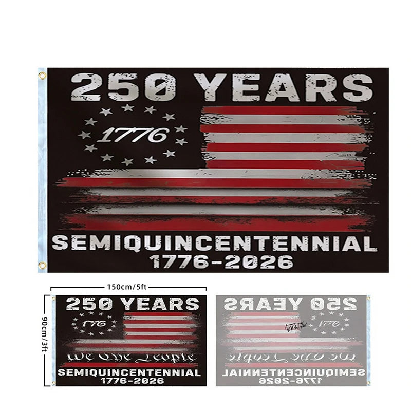250 Years Commemorative Flag Usa Patriotic Banner Indoor Outdoor Flag Patriotic American 250Th Anniversary Flag for Wall90X150Cm