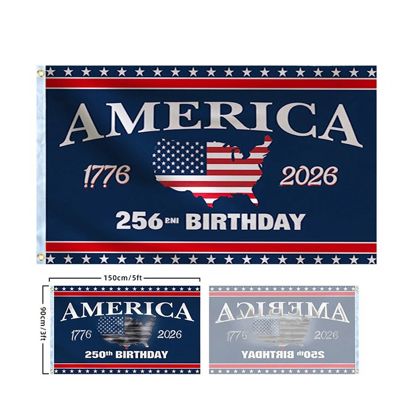 250 Years Commemorative Flag Usa Patriotic Banner Indoor Outdoor Flag Patriotic American 250Th Anniversary Flag for Wall90X150Cm